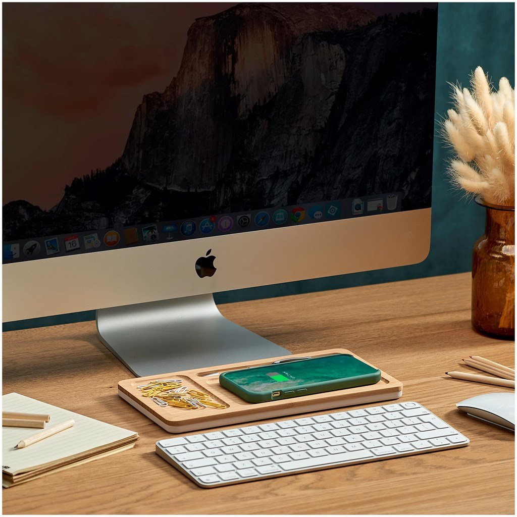 Okiyo Musen Bamboo Wireless Charger Desk Organiser
