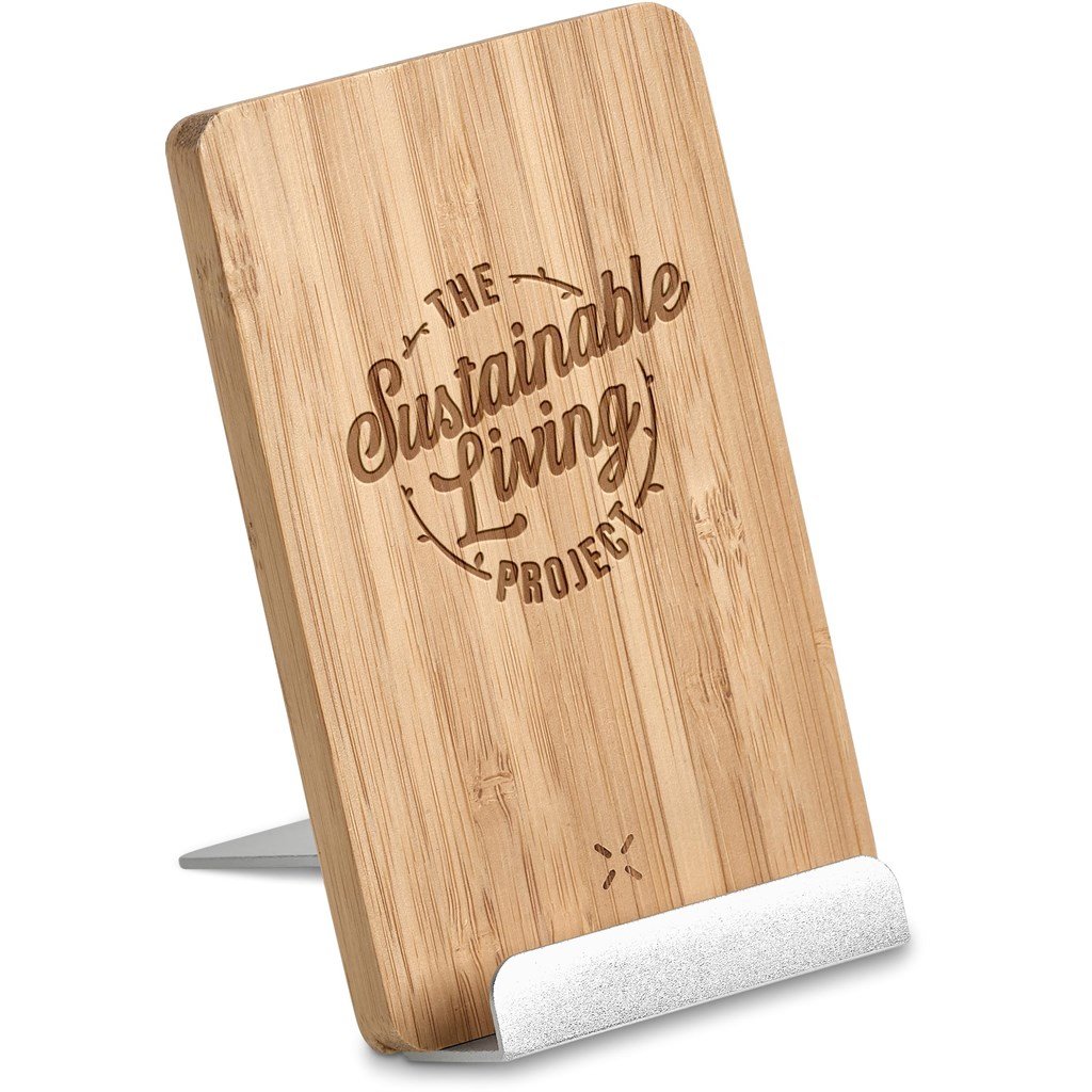 Okiyo Hakka Bamboo & Recycled Aluminium Wireless Charging Phone Stand